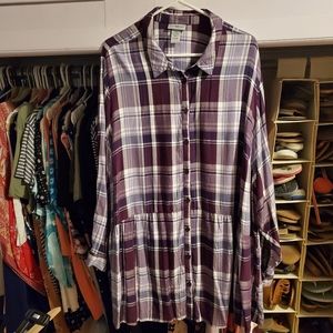 Catherines Peplum Button-up Shirt Size 3X 26/28W